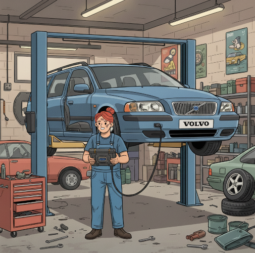 Rajzfilmes Volvo diagnosztika
